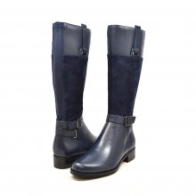 SoleMani Women's Gabi Slim Calf Boot 13" Navy/Navy