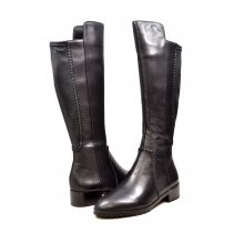 Solemani "Zipporah" Casual Slim Calf 13" Black Leather Boot