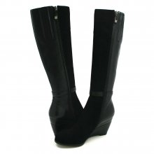 SoleMani Women's Ronit Black Leather Boot X-Slim Calf
