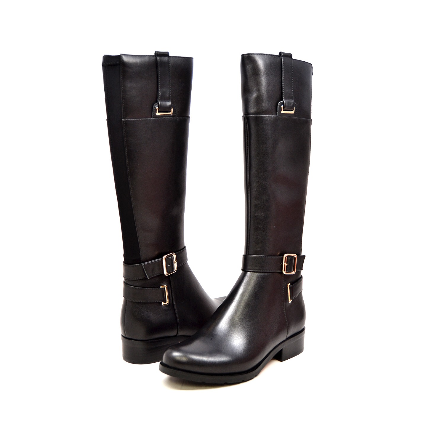 black narrow calf boots