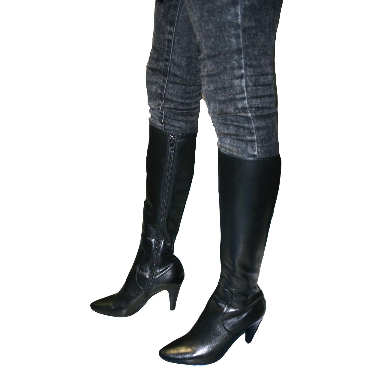 slim calf black boots