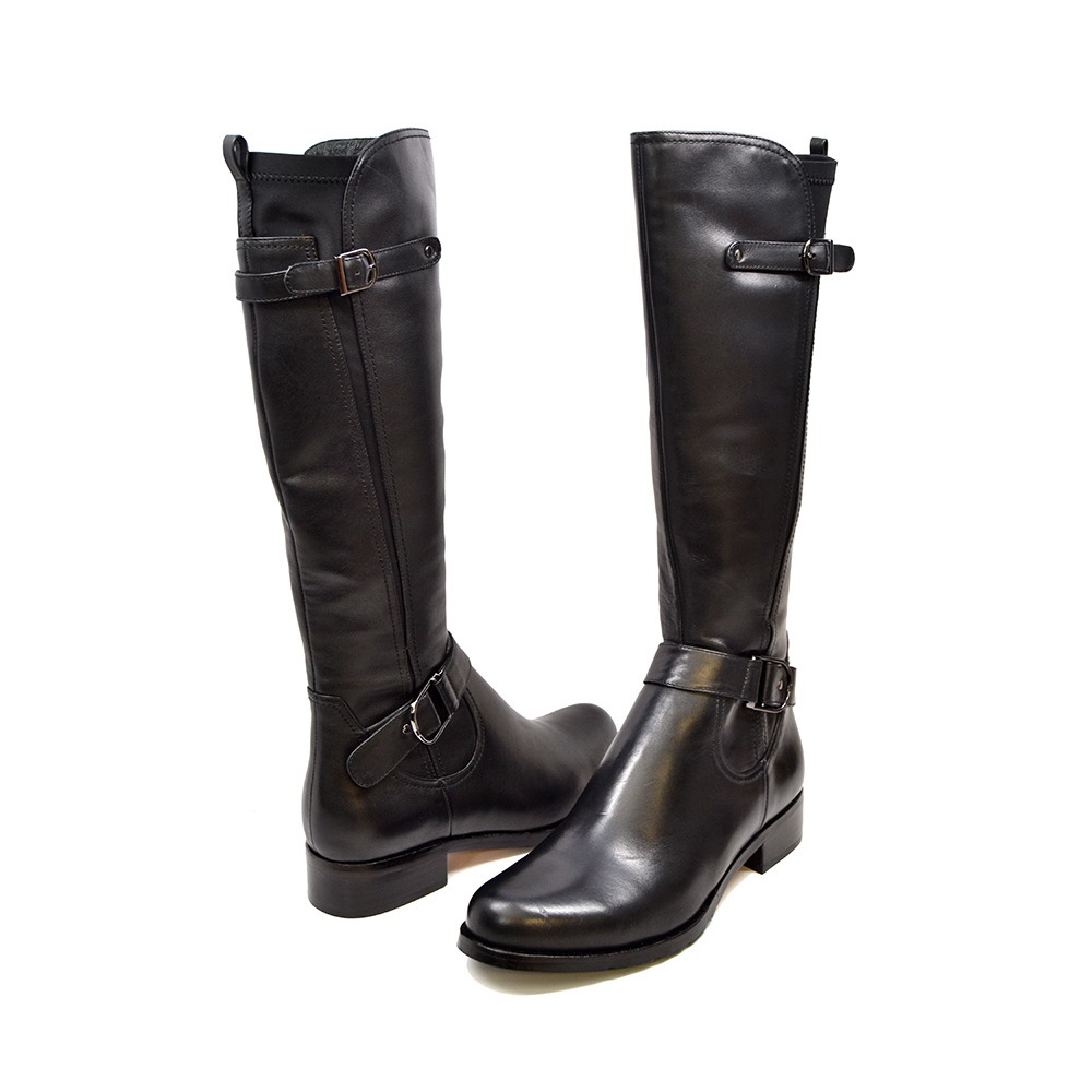 Solemani Abigail Casual X-Slim 12-13 Calf Black Leather Boot ...
