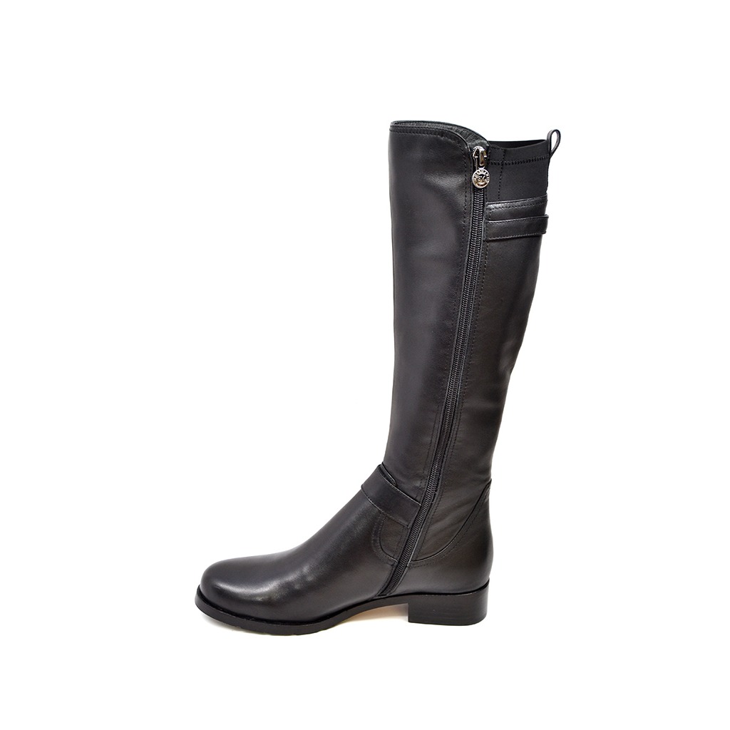 leather narrow calf boots