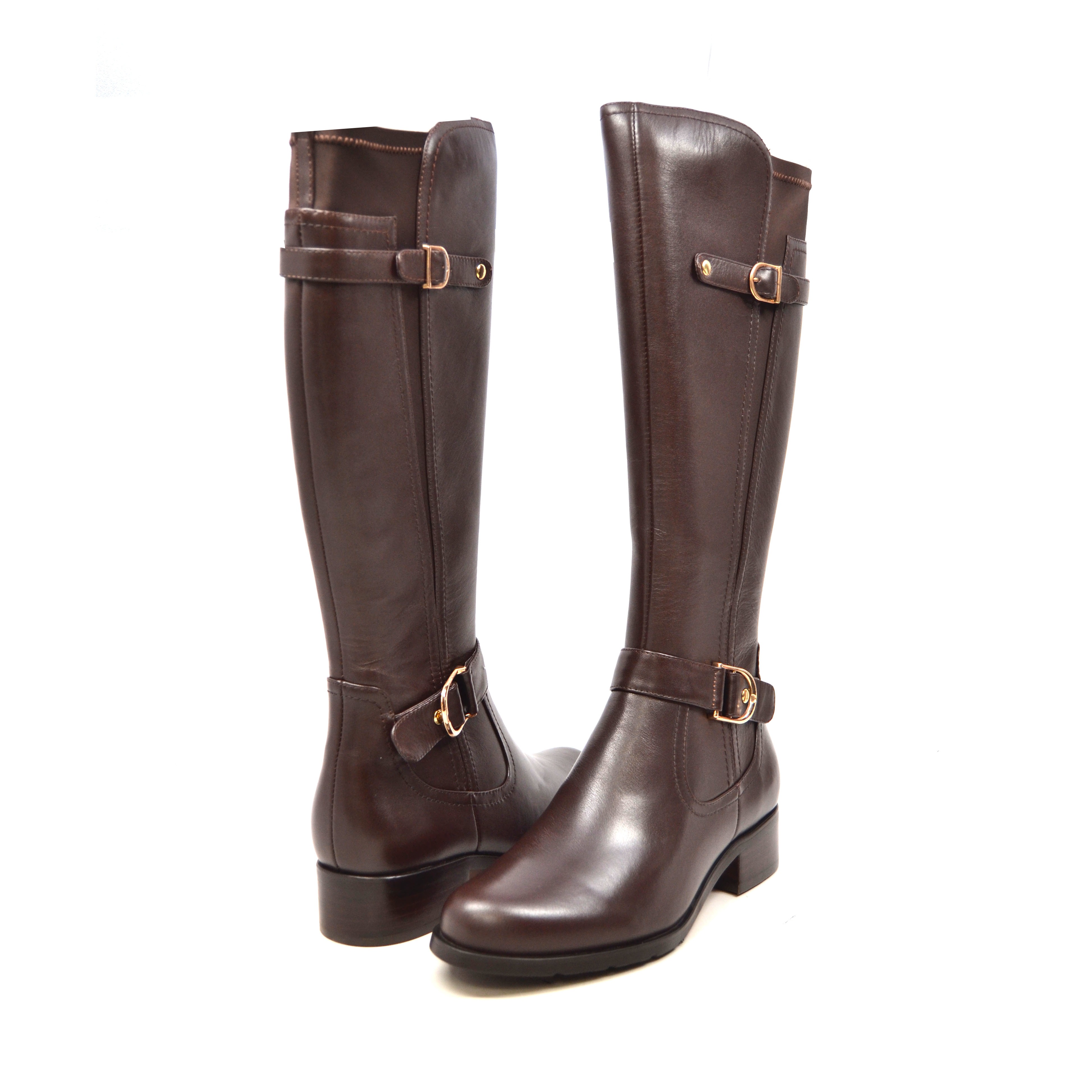 leather narrow calf boots