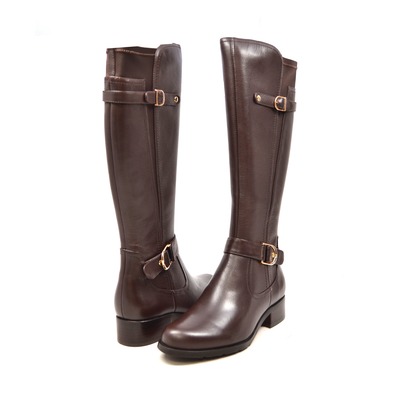 Solemani Abigail Casual Slim Calf 13" Brown Leather Boot