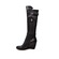 SoleMani Women's "Tally" Black Leather X-Slim Calf