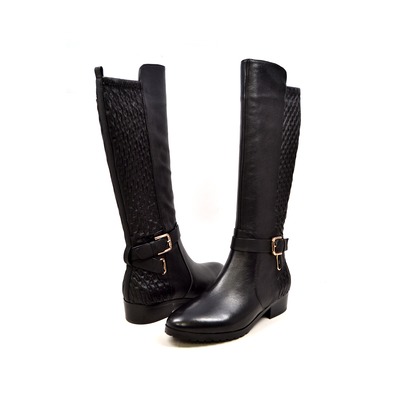 Solemani Naz Casual X-Slim 12"-13.5" Calf Black Leather Boot