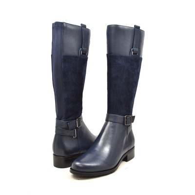 SoleMani Women's Gabi Slim Calf Boot  13" Navy/Navy