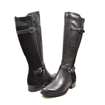 SoleMani Women's Valentino Slim 13" Calf Black Leather Boot