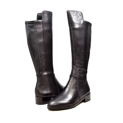 Solemani "Zipporah" Casual Slim Calf 13"  Black Leather Boot