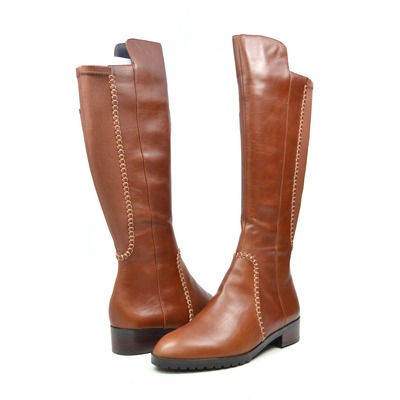 Solemani "Zipporah" Casual Slim calf 13" Brown Leather Boot