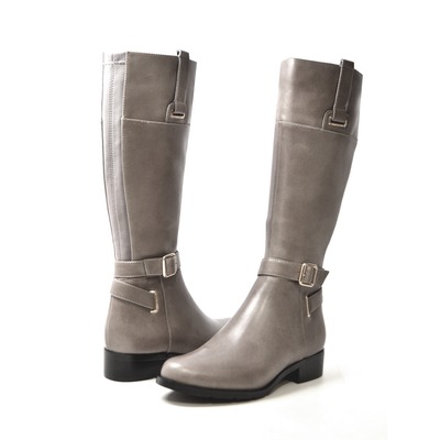 SoleMani Women's Gabi Slim Calf Boot  13" Gray Leather